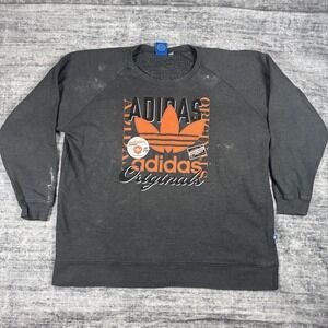 Adidas Originals Master Wrench Sweatshirt Men's 3XL Gray/ Orange Logo Crewneck